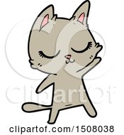 Calm Cartoon Cat Waving