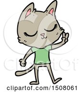 Poster, Art Print Of Calm Cartoon Cat Giving Peace Sign