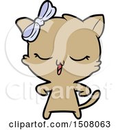 Poster, Art Print Of Cartoon Cat With Bow On Head