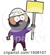 Cartoon Bearded Man With Signpost