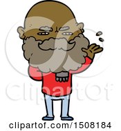 Cartoon Dismissive Man With Beard Frowning by lineartestpilot