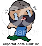 Cartoon Bearded Man Crying