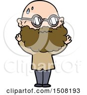 Cartoon Worried Man With Beard And Spectacles