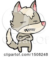 Cartoon Wolf Showing Teeth