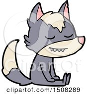 Poster, Art Print Of Friendly Cartoon Wolf Sitting Down