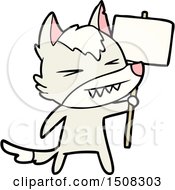 Poster, Art Print Of Angry Wolf Cartoon With Placard