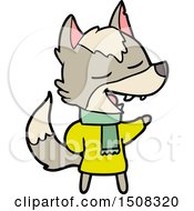 Cartoon Wolf In Scarf Laughing