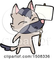 Poster, Art Print Of Cartoon Wolf With Protest Sign
