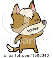 Cartoon Wolf Waving Showing Teeth