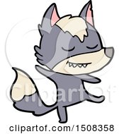 Friendly Cartoon Wolf Balancing