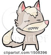 Cartoon Wolf Showing Teeth