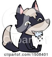 Poster, Art Print Of Cartoon Hungry Wolf Sitting Waiting