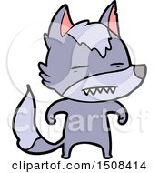 Cartoon Wolf Showing Teeth