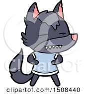 Cartoon Wolf Showing Teeth