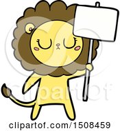 Cartoon Lion With Protest Sign