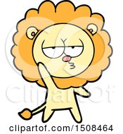 Cartoon Bored Lion Waving