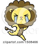 Cartoon Crying Lion Running Away