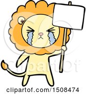 Cartoon Crying Lion With Placard