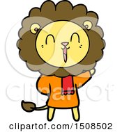 Poster, Art Print Of Laughing Lion Cartoon In Winter Clothes