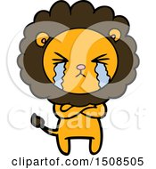 Cartoon Crying Lion With Crossed Arms