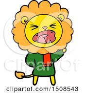 Poster, Art Print Of Cartoon Lion In Winter Clothes
