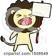 Poster, Art Print Of Cartoon Lion With Protest Sign