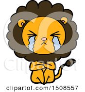 Cartoon Crying Lion Sitting Huddled Up
