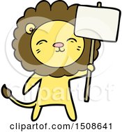 Poster, Art Print Of Cartoon Lion With Protest Sign