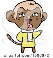 Crazy Cartoon Monkey Wearing Scarf