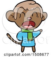Shouting Cartoon Monkey Wearing Scarf