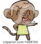 Poster, Art Print Of Crazy Cartoon Monkey In Dress Pointing