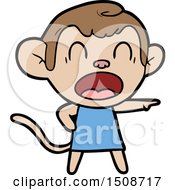 Shouting Cartoon Monkey Pointing