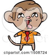 Poster, Art Print Of Crazy Cartoon Monkey In Shirt And Tie