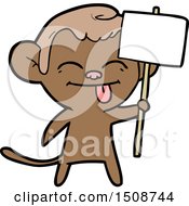 Poster, Art Print Of Funny Cartoon Monkey With Placard
