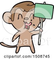 Crazy Cartoon Monkey With Sign