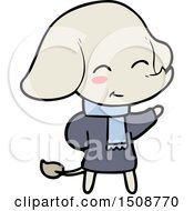Cute Cartoon Elephant In Winter Clothes