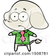 Poster, Art Print Of Cartoon Unsure Elephant In Shirt And Tie