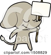Cartoon Smiling Elephant With Placard