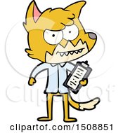 Cartoon Grinning Fox With Clipboard