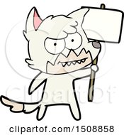 Poster, Art Print Of Cartoon Grinning Fox With Protest Sign