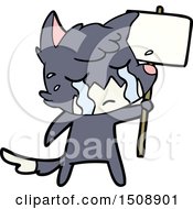 Crying Fox Cartoon With Placard