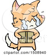 Crying Fox Cartoon With Parcel