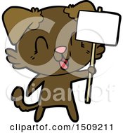 Laughing Cartoon Dog With Sign