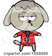 Cartoon Bored Dog In Office Clothes