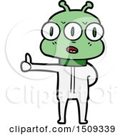 Cartoon Three Eyed Alien