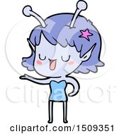 Happy Alien Girl Cartoon Laughing