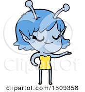 Poster, Art Print Of Smiling Alien Girl Cartoon