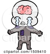 Poster, Art Print Of Cartoon Big Brain Alien Crying