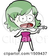 Cartoon Shocked Alien Girl With Ray Gun