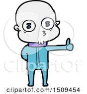 Cartoon Weird Bald Spaceman Giving Thumbs Up